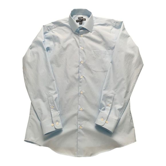 Mens Pronto Uomo Non Iron Light Blue Button Up Dress Shirt 16.5 36/37 - Picture 1 of 6